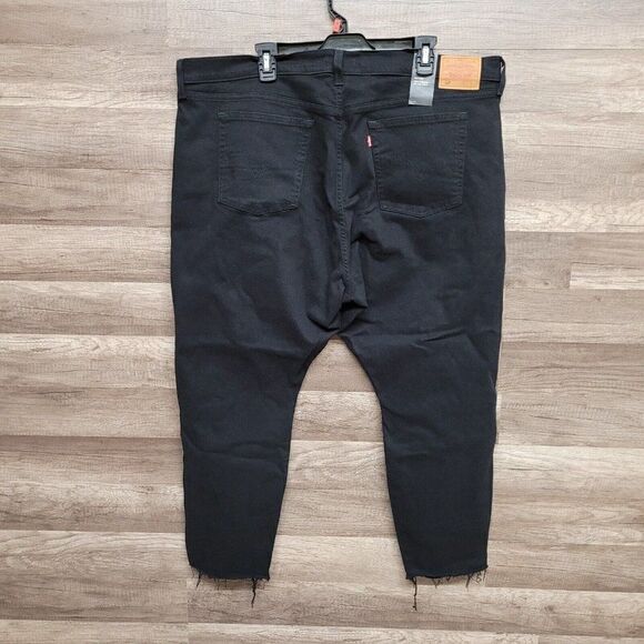 Levi's 501 High Rise Wedgie Skinny Button Fly Jeans Black Distressed Plus 24W - Picture 5 of 14